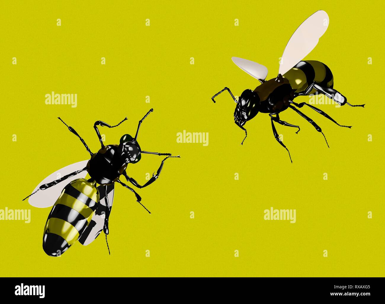 Bees, illustration Stock Photo
