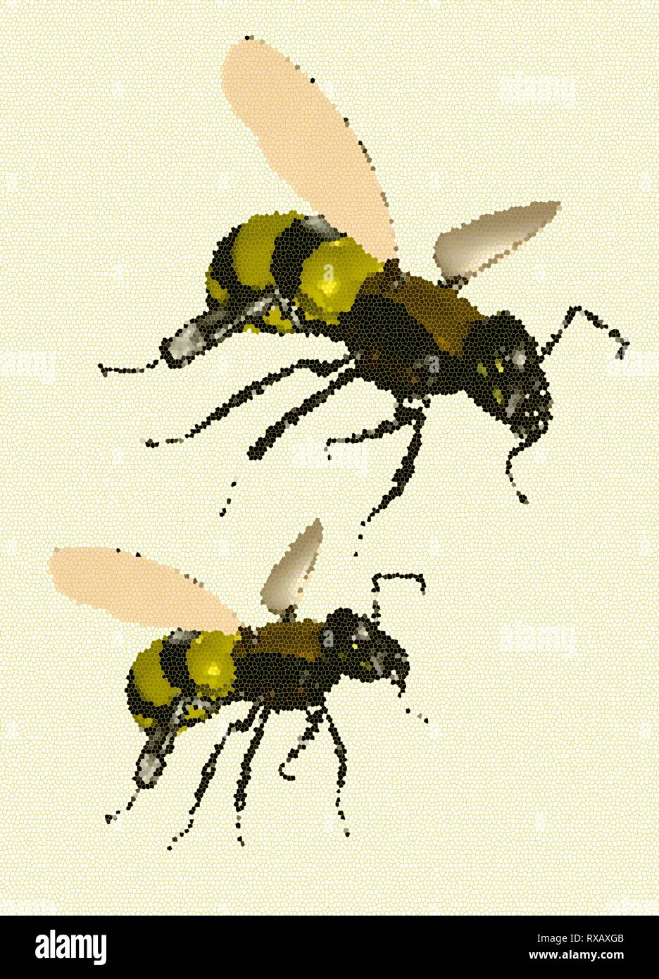 Bees, illustration Stock Photo