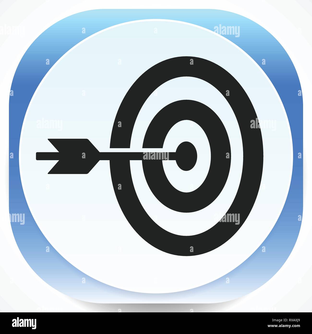 Arrow hitting target at center icon, Precision, accuracy icon Stock