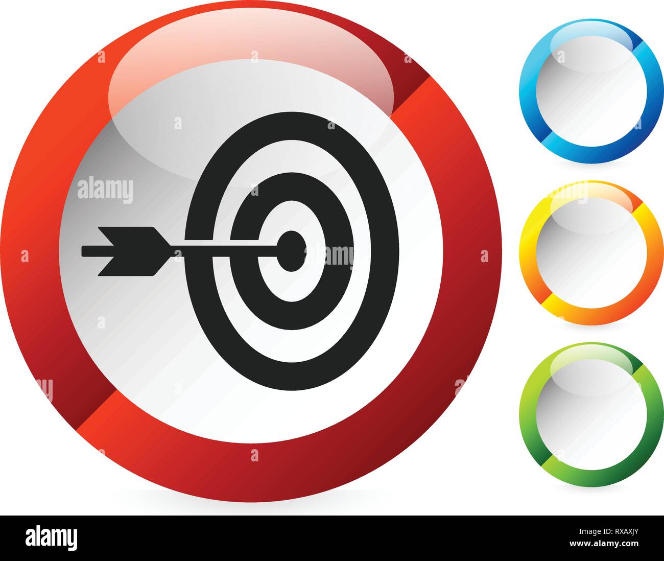 Arrow hitting target at center icon, Precision, accuracy icon Stock