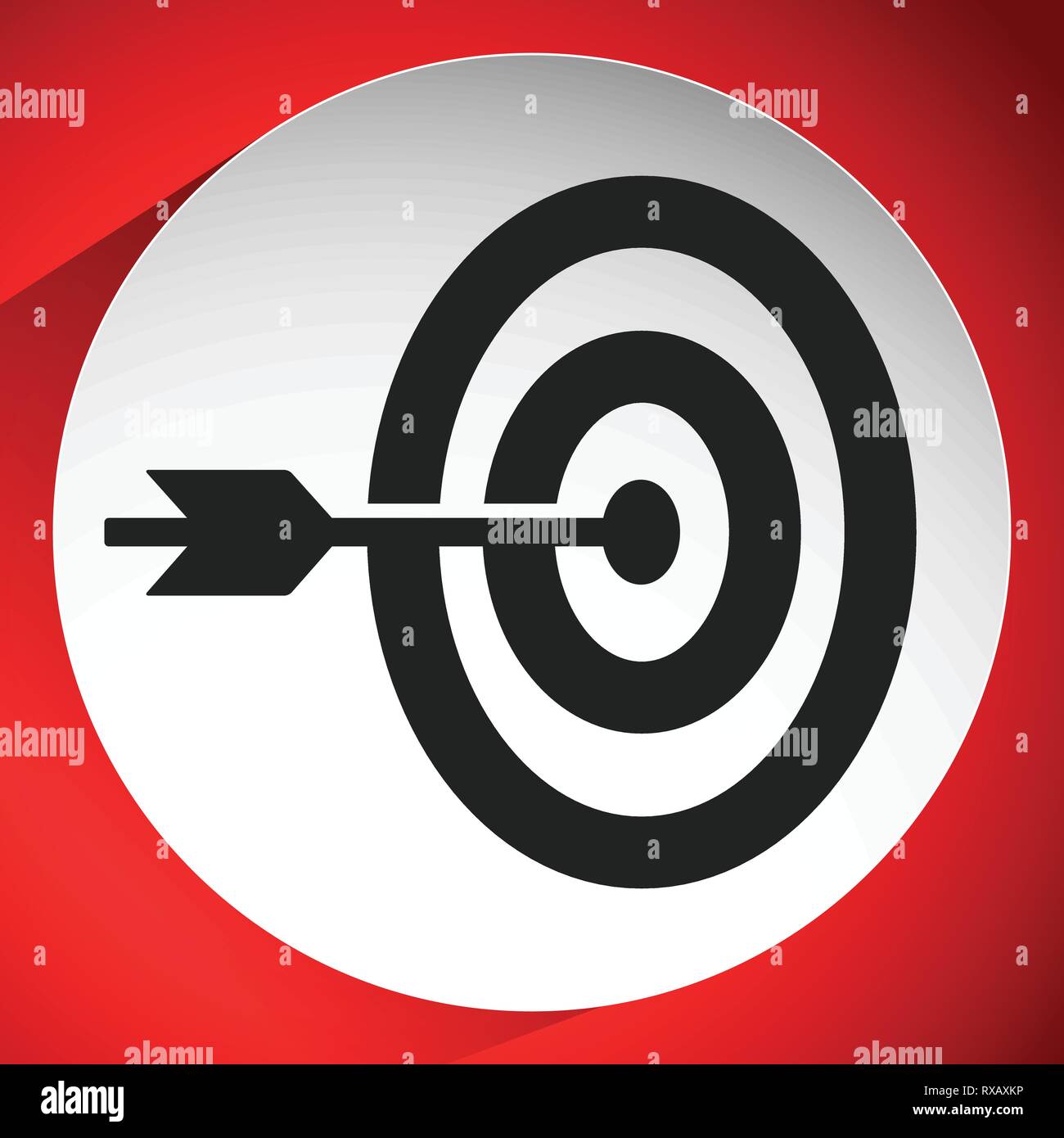 Arrow hitting target at center icon, Precision, accuracy icon Stock