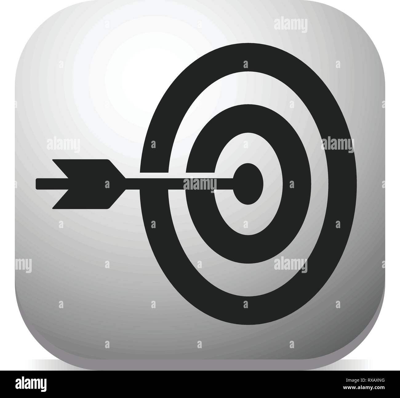 Arrow hitting target at center icon, Precision, accuracy icon Stock