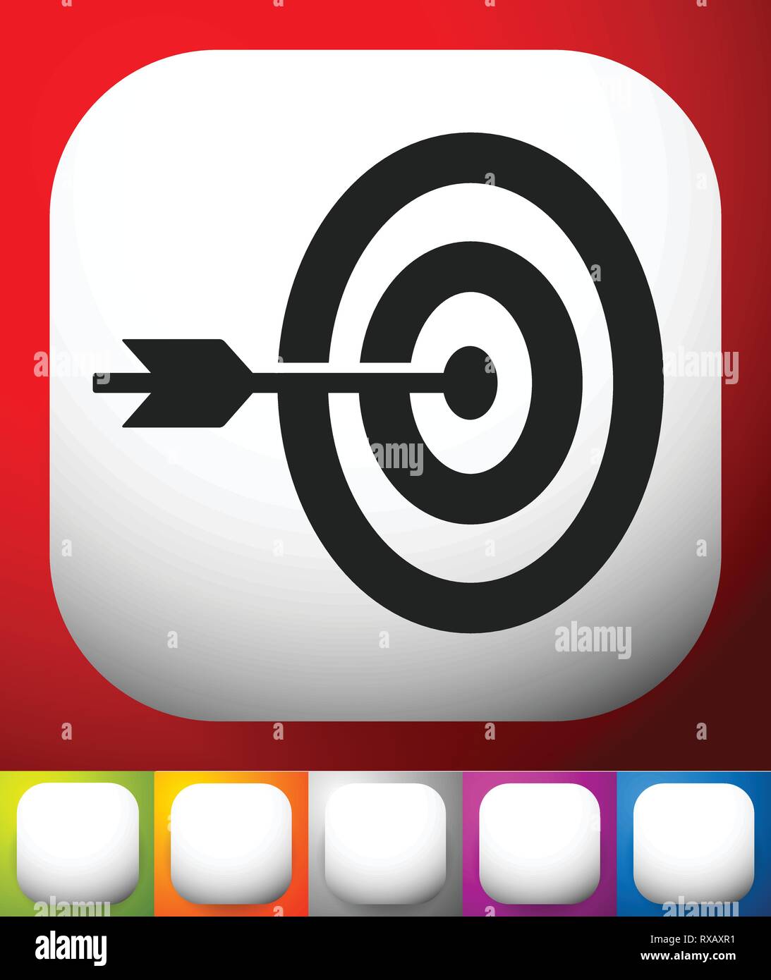 Arrow hitting target at center icon, Precision, accuracy icon Stock