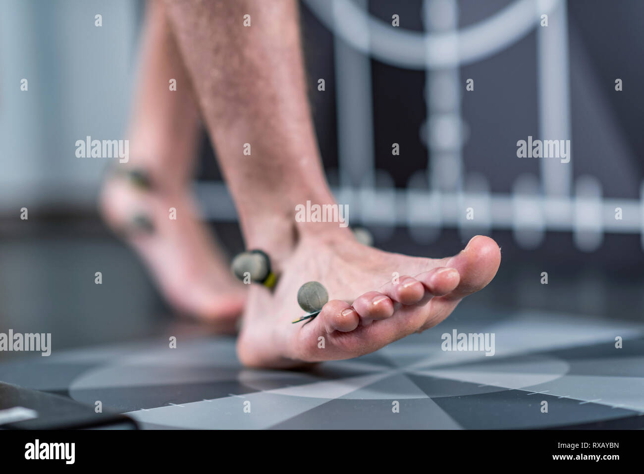 Markers for gait analysis Stock Photo
