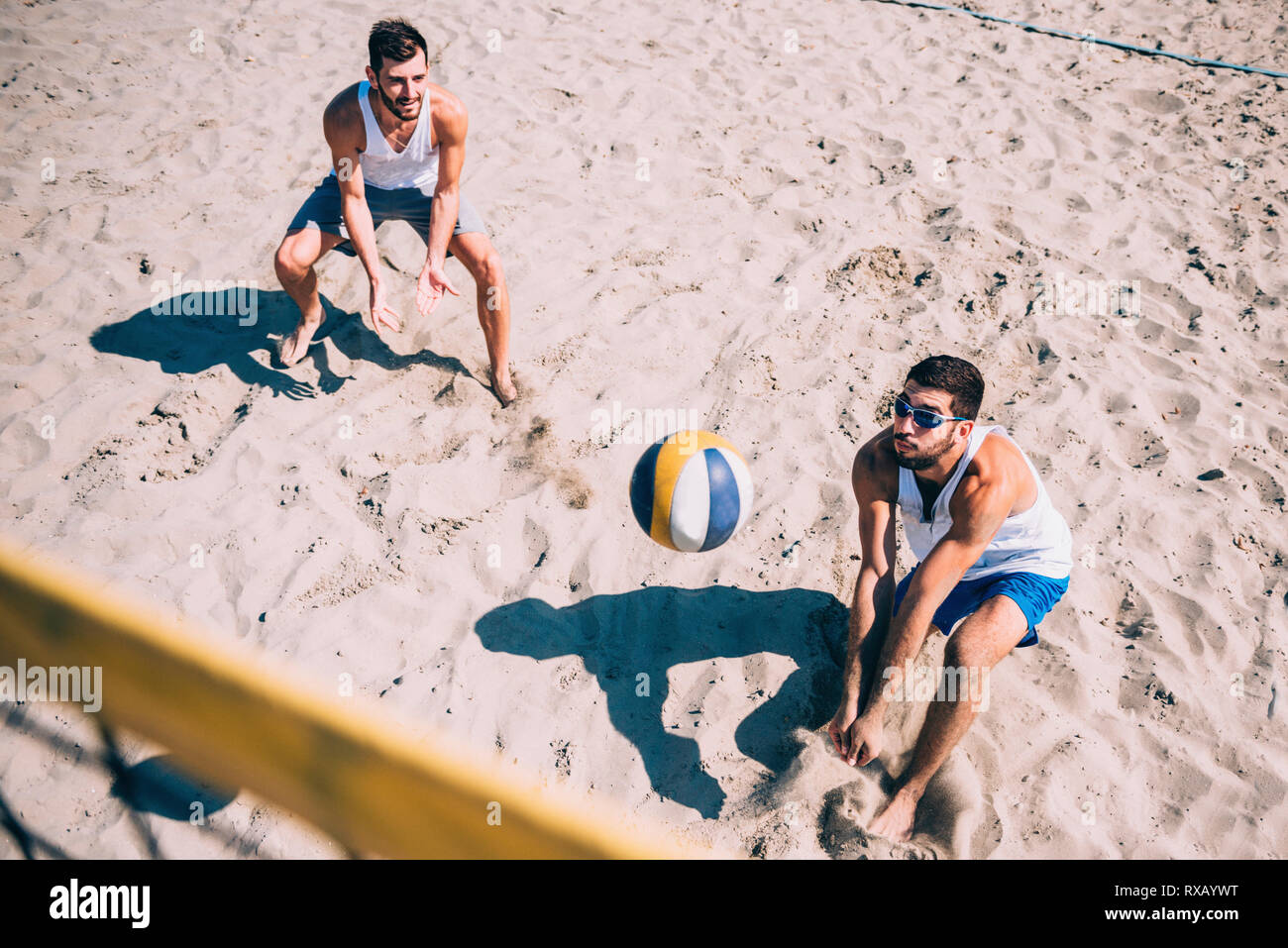 Beach volleyball game Stock Photo Alamy