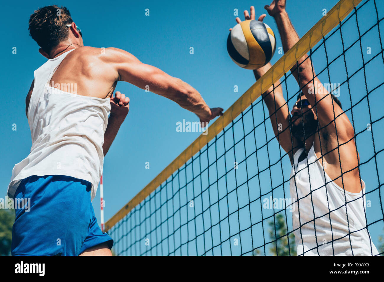 Beach volleyball game Stock Photo Alamy