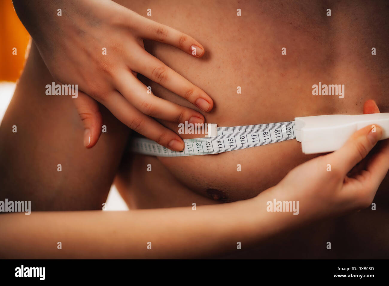 Measuring chest circumference Stock Photo