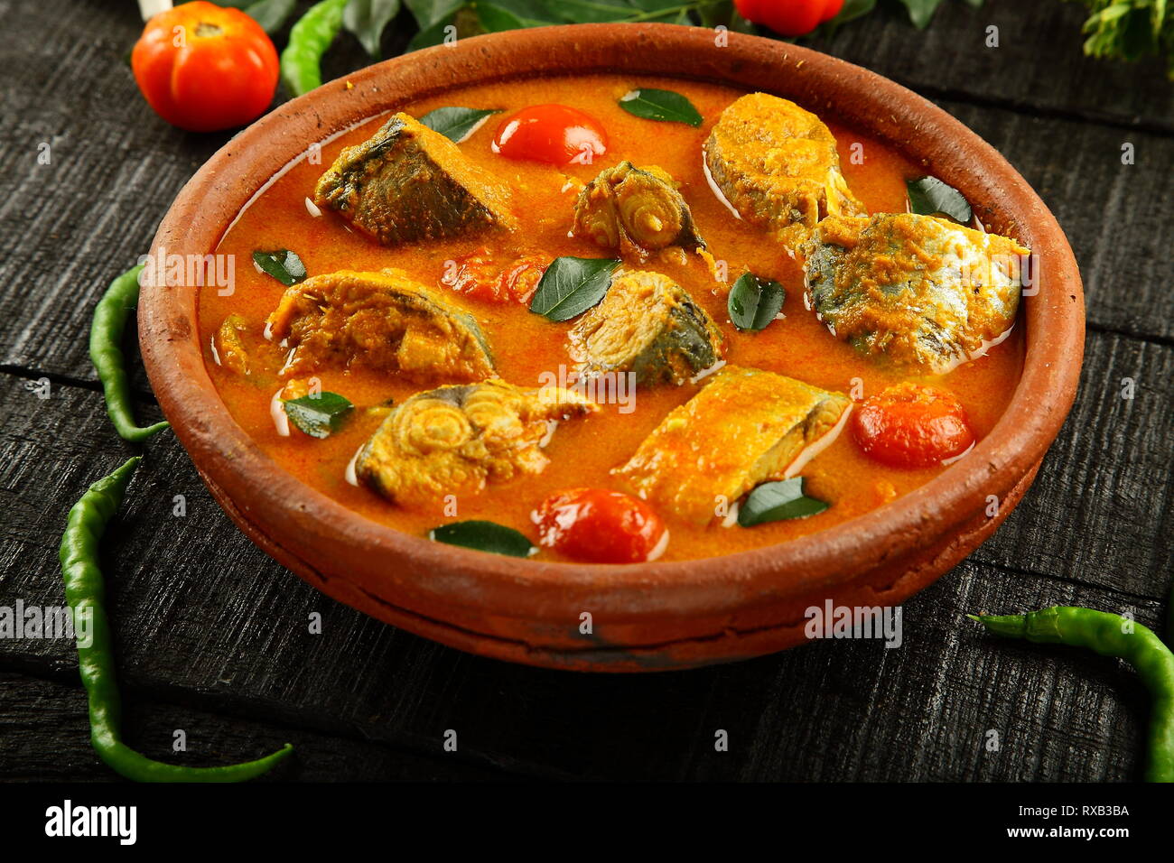 Delicious homemade fish curry -traditional Kerala recipes Stock Photo