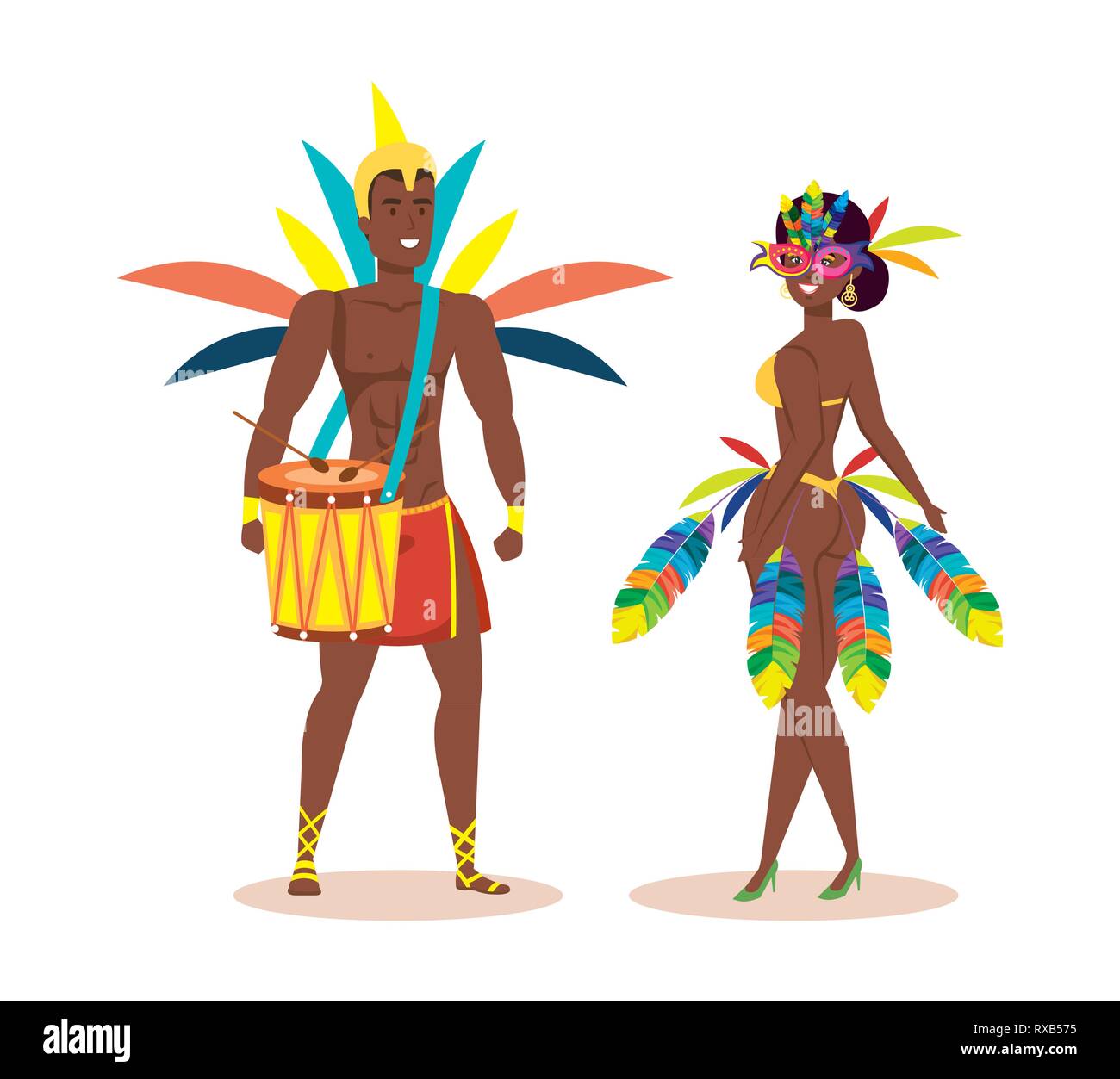 brazilian male dancer playing drum with garota Stock Vector Image & Art ...