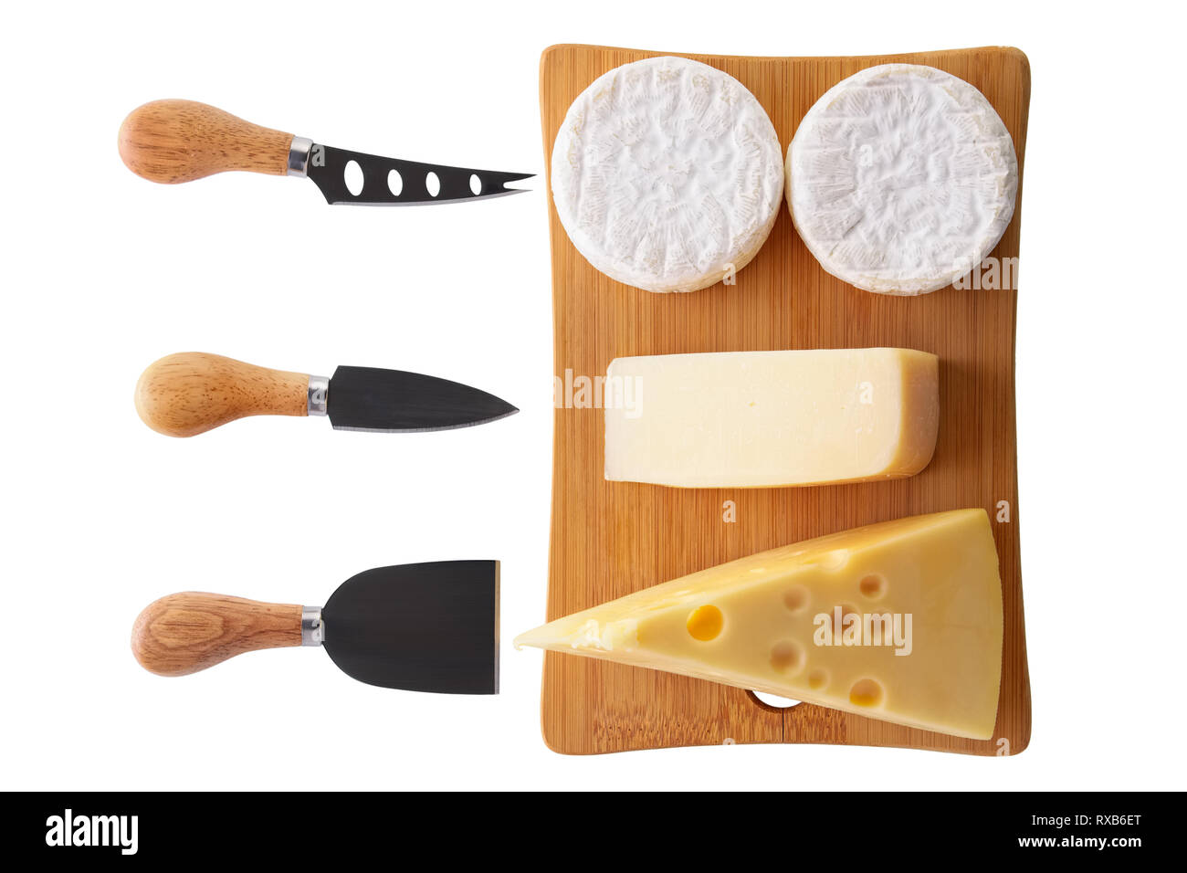 Different types of cheeses brie, camembert, parmesan and gouda on