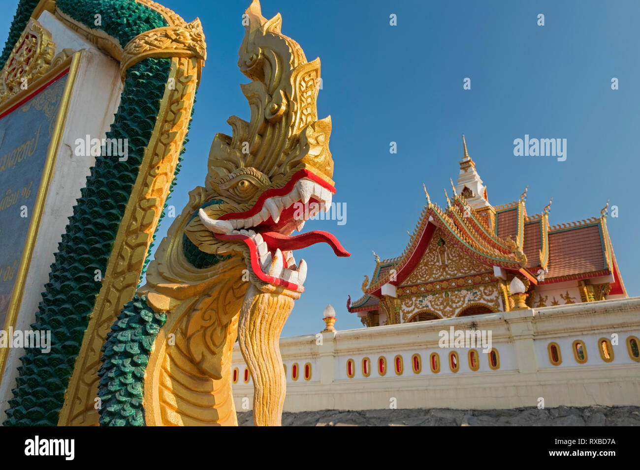 Phaya naga dragon Wat That Foon Vientiane Laos Stock Photo