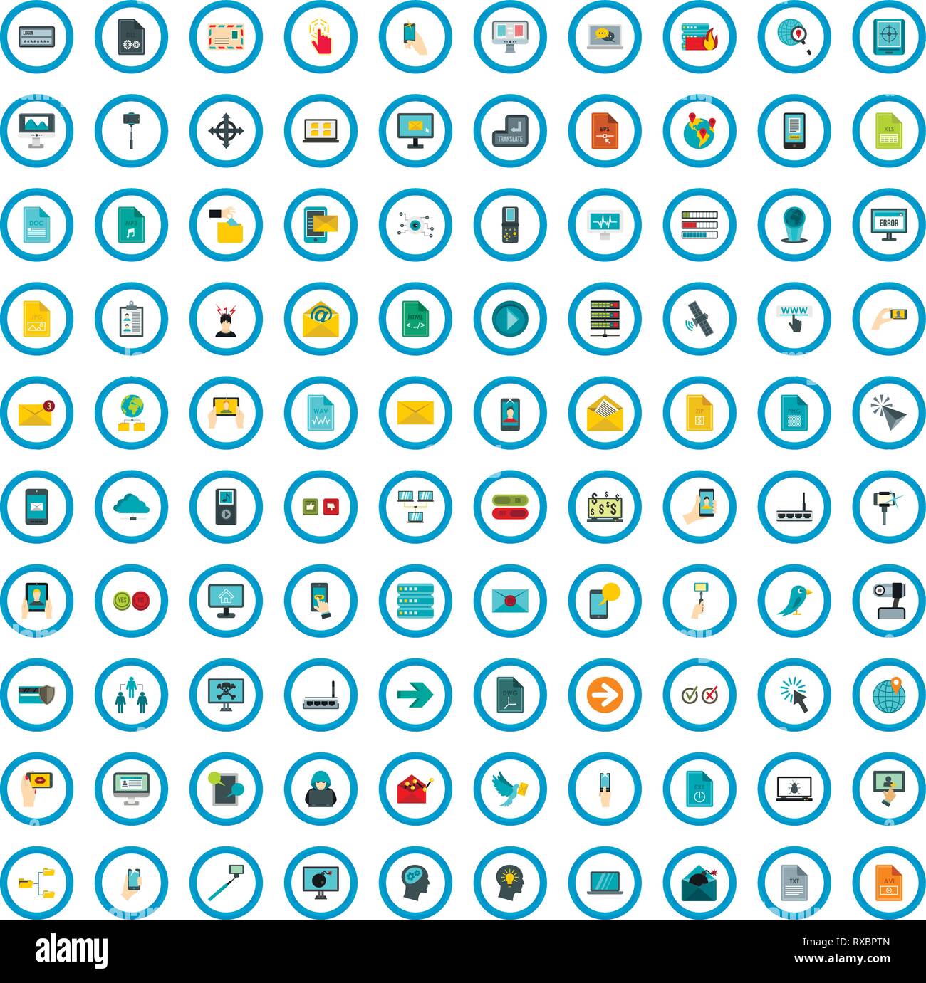 100 email icons set, flat style Stock Vector Image & Art - Alamy