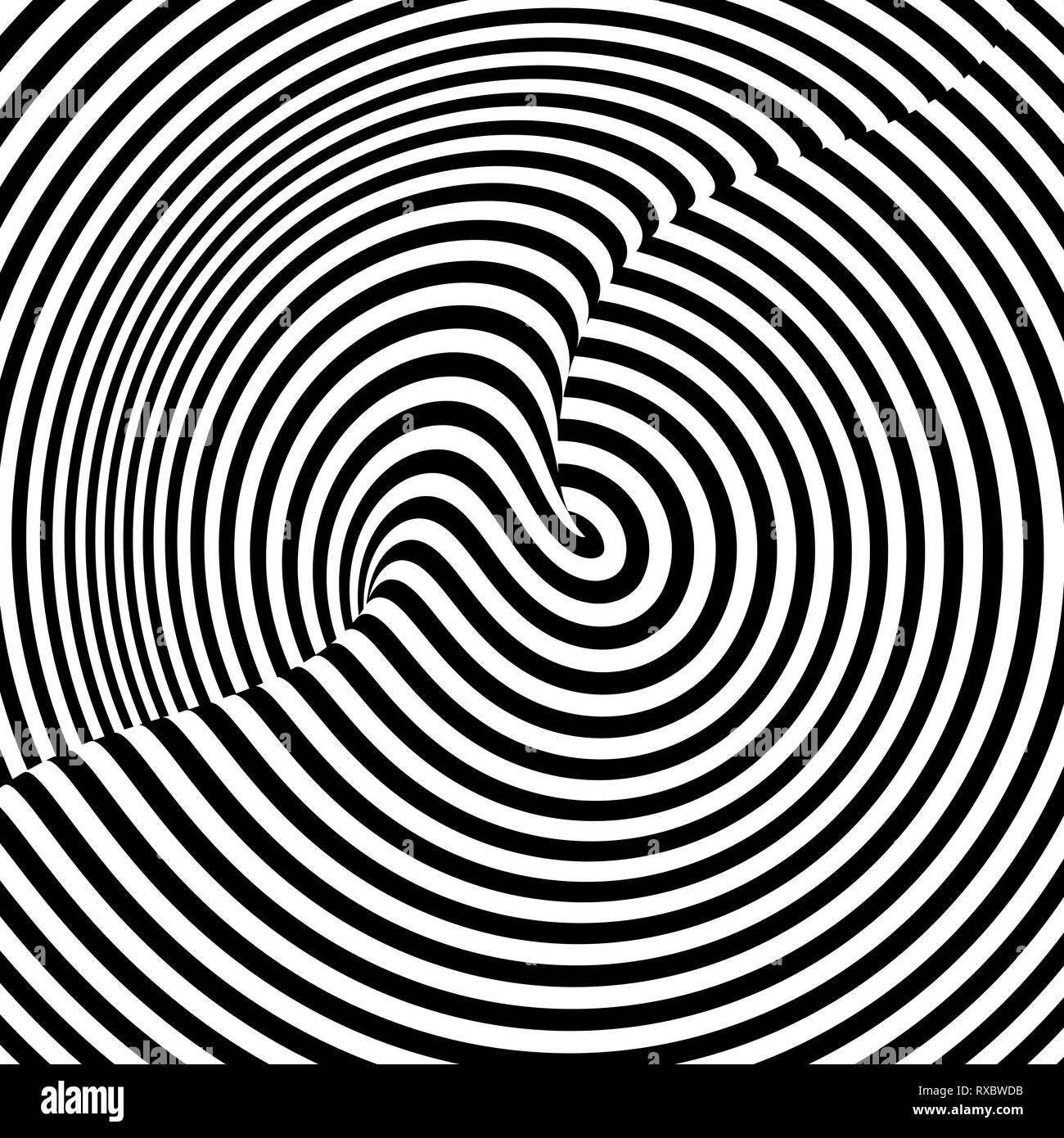 Pattern with optical illusion. Black and white design. Abstract striped background. Vector illustration. Stock Vector