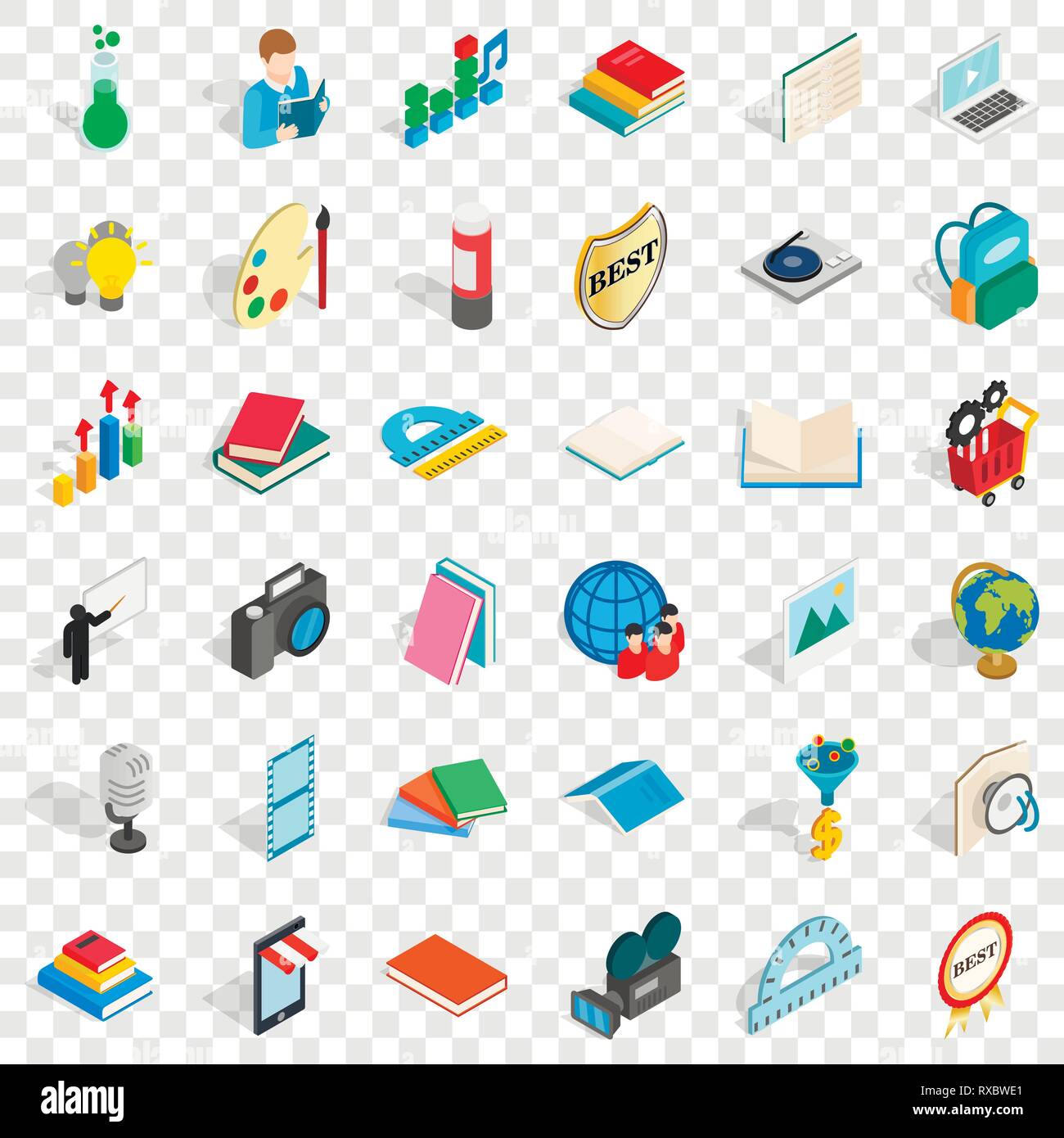 Book icons set, isometric style Stock Vector
