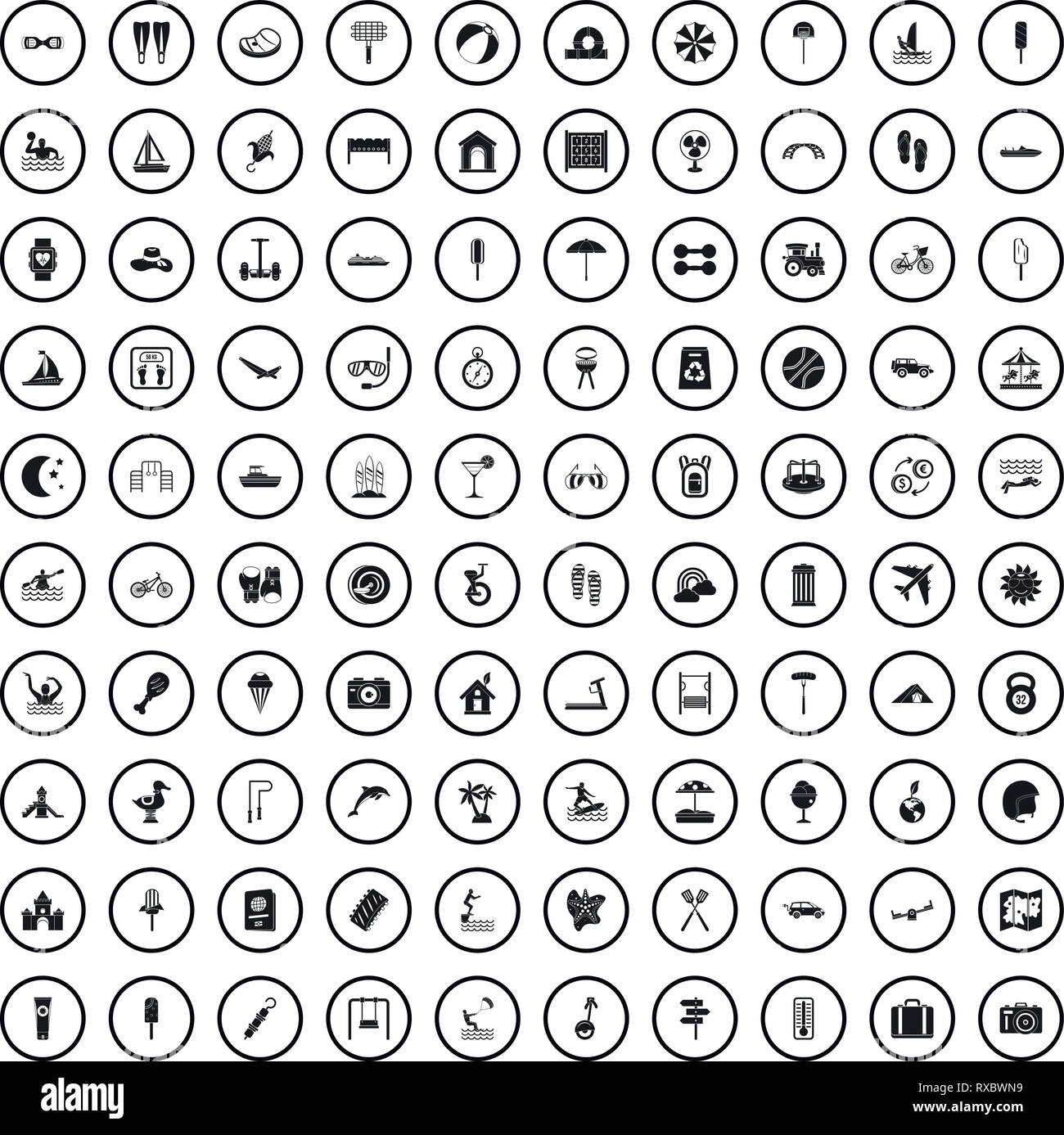 100 summer camp icons set, simple style Stock Vector Image & Art Alamy