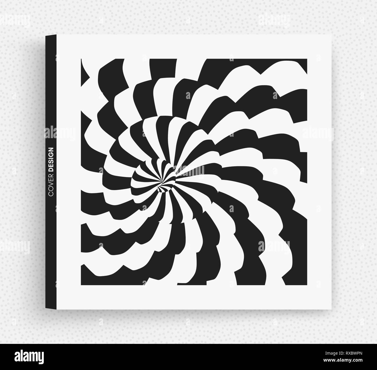 Pattern with optical illusion. Black and white design. Abstract striped background. Vector illustration. Stock Vector