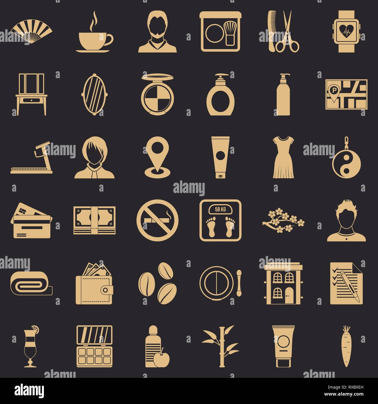 Hair tool icons set, simple style Stock Vector