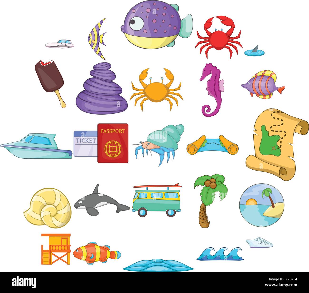 Coast icons set, cartoon style Stock Vector Image & Art - Alamy
