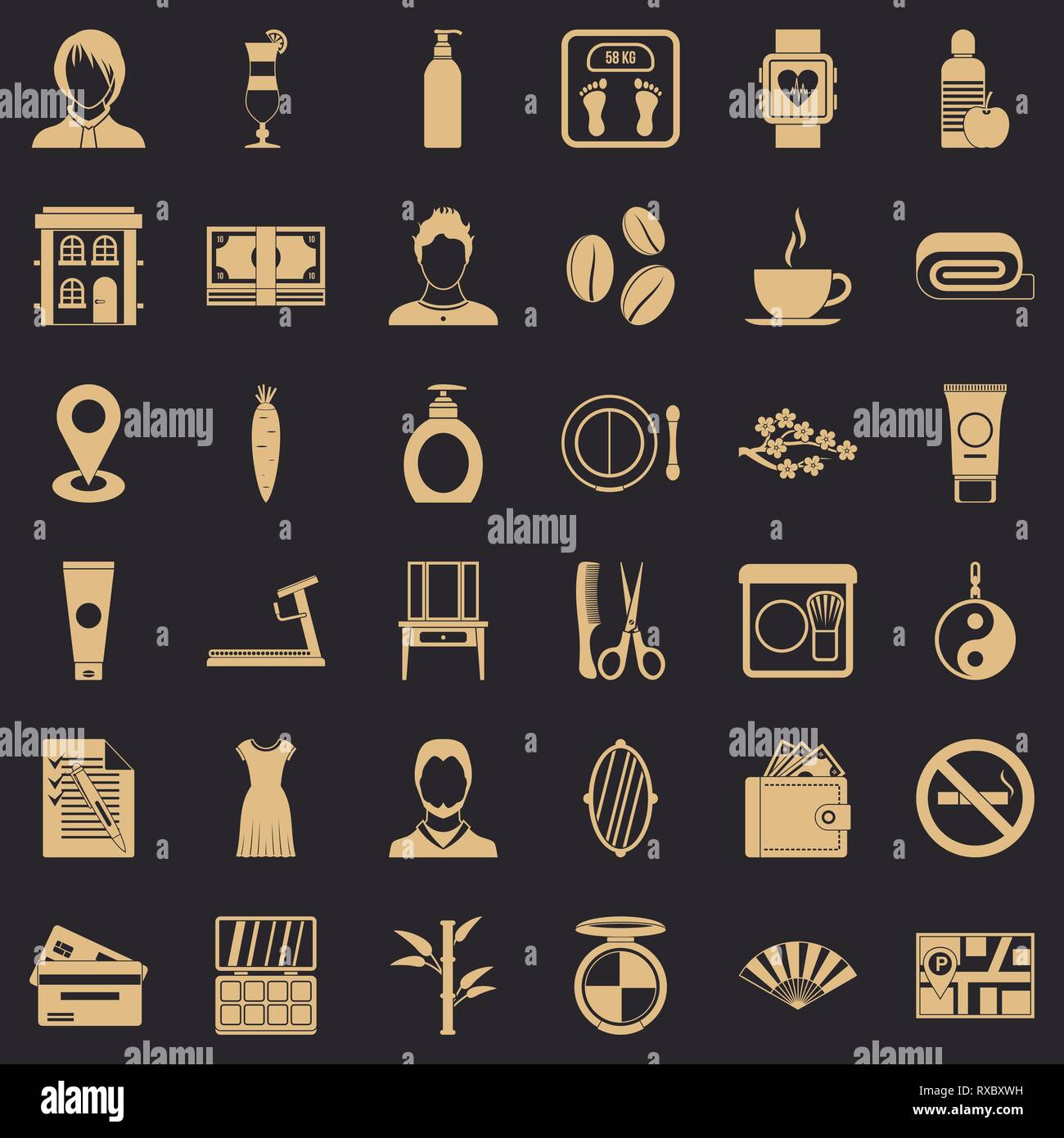 Hairdressing tool icons set, simple style Stock Vector