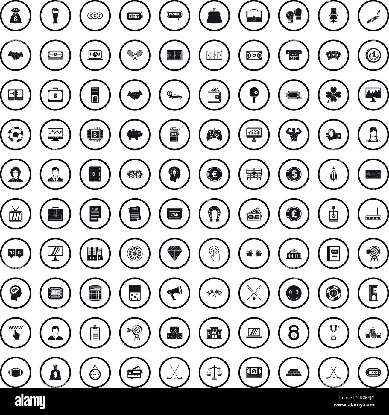100 sweepstakes icons set, simple style  Stock Vector