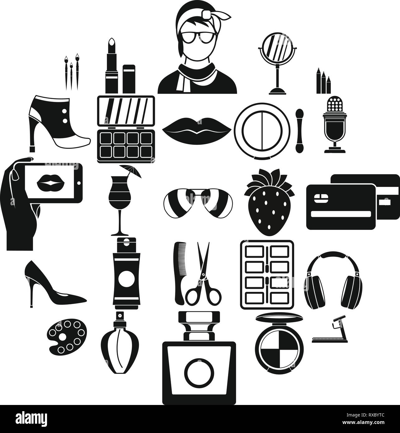 Hangout icons set, simple style Stock Vector