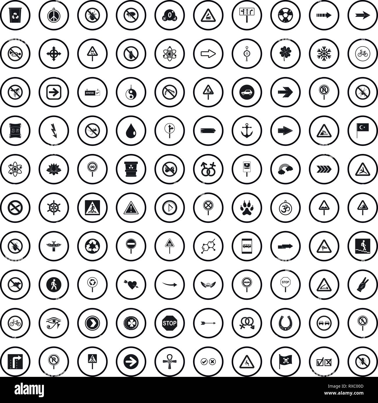 100 symbol icons set, simple style Stock Vector Image & Art - Alamy