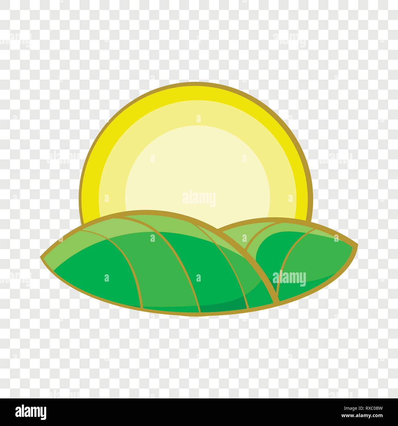 Sun over fields of France icon, cartoon style Stock Vector