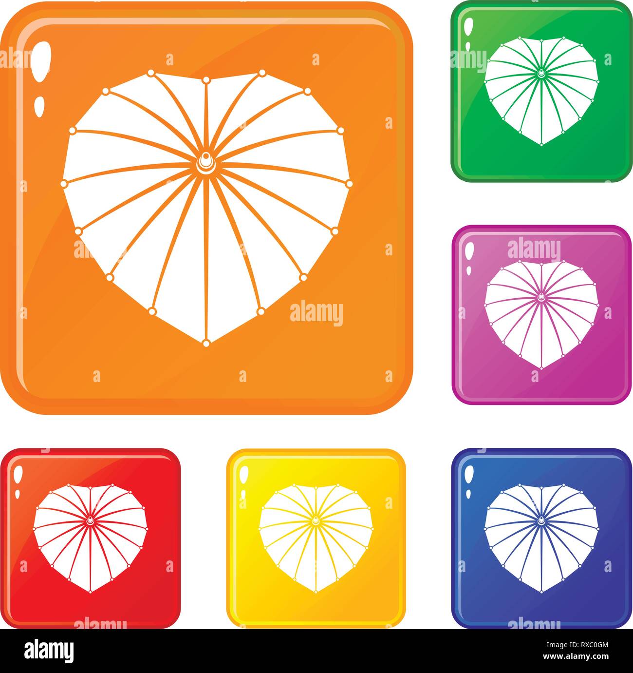 Heart umbrella icons set vector color Stock Vector Image & Art - Alamy