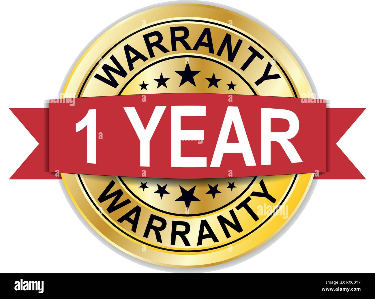 warranty 1 year gold round medal web seal Stock Vector Image & Art - Alamy