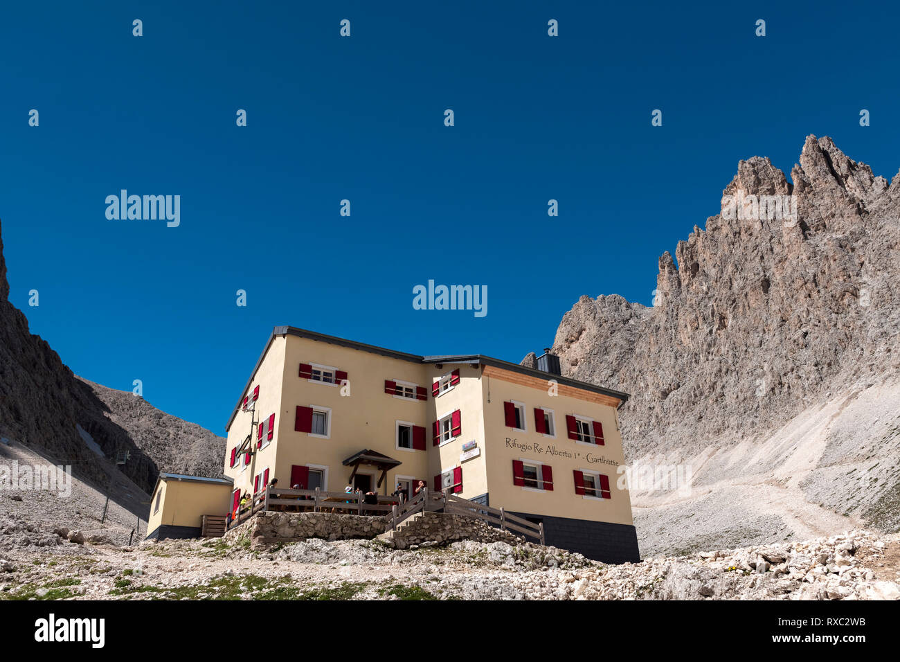 Vajolet Towers (Torri del Vajolet), Rifugio Alberto, Trento, Dolomites, Northern Italy Stock Photo