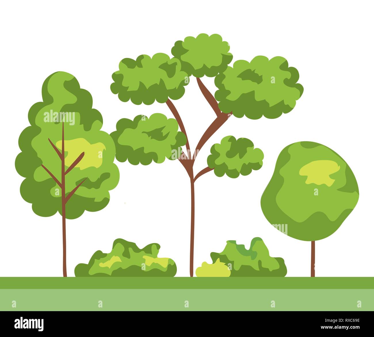city park with natural trees with bushes Stock Vector Image & Art - Alamy