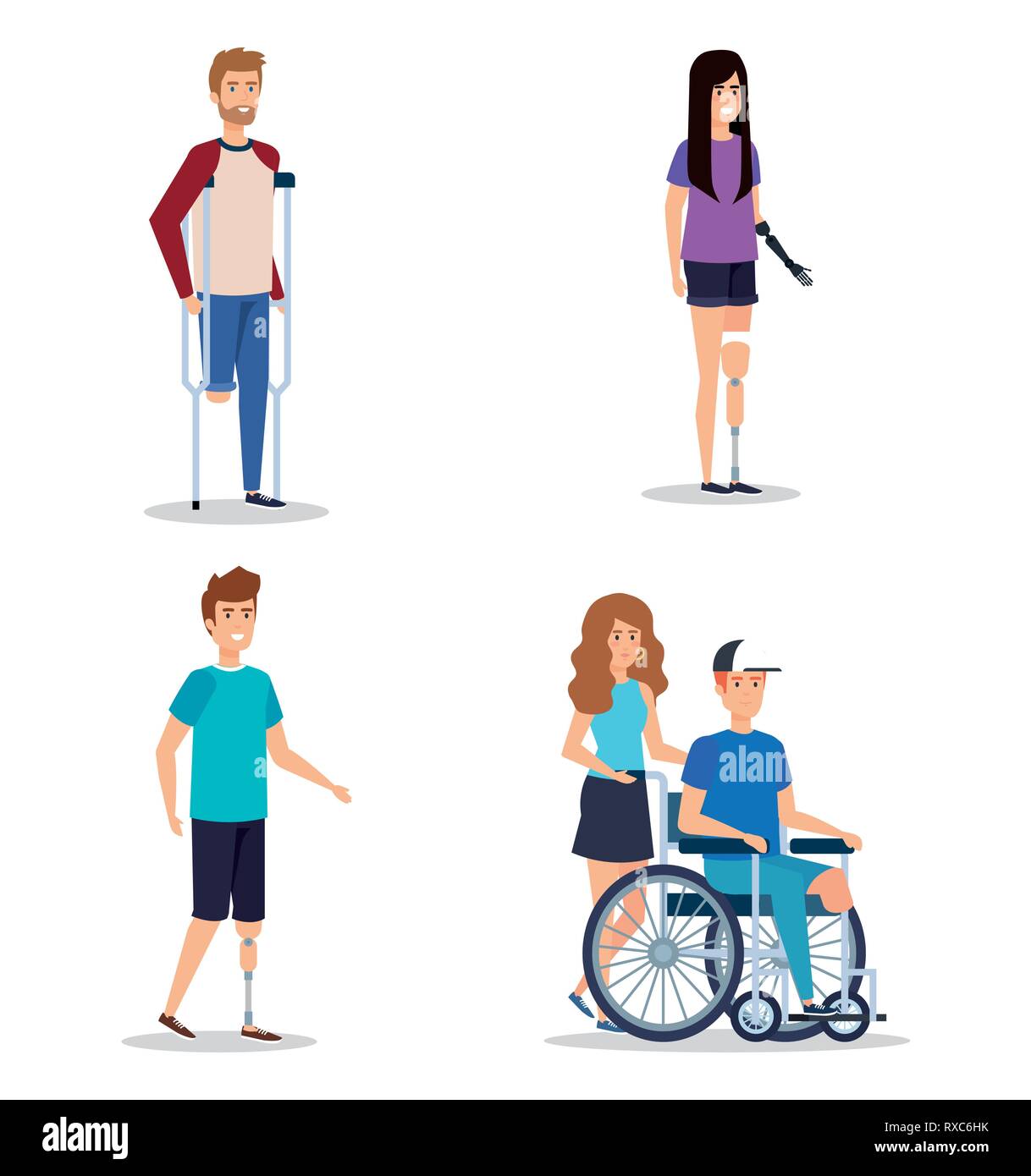 set people with physical injury and disabled Stock Vector Image & Art ...