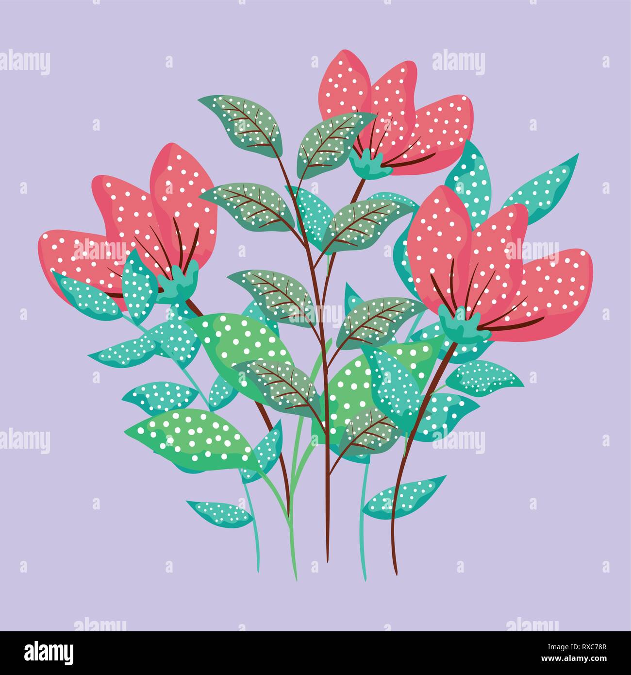 exotic flowers plants with leaves style Stock Vector Image & Art - Alamy