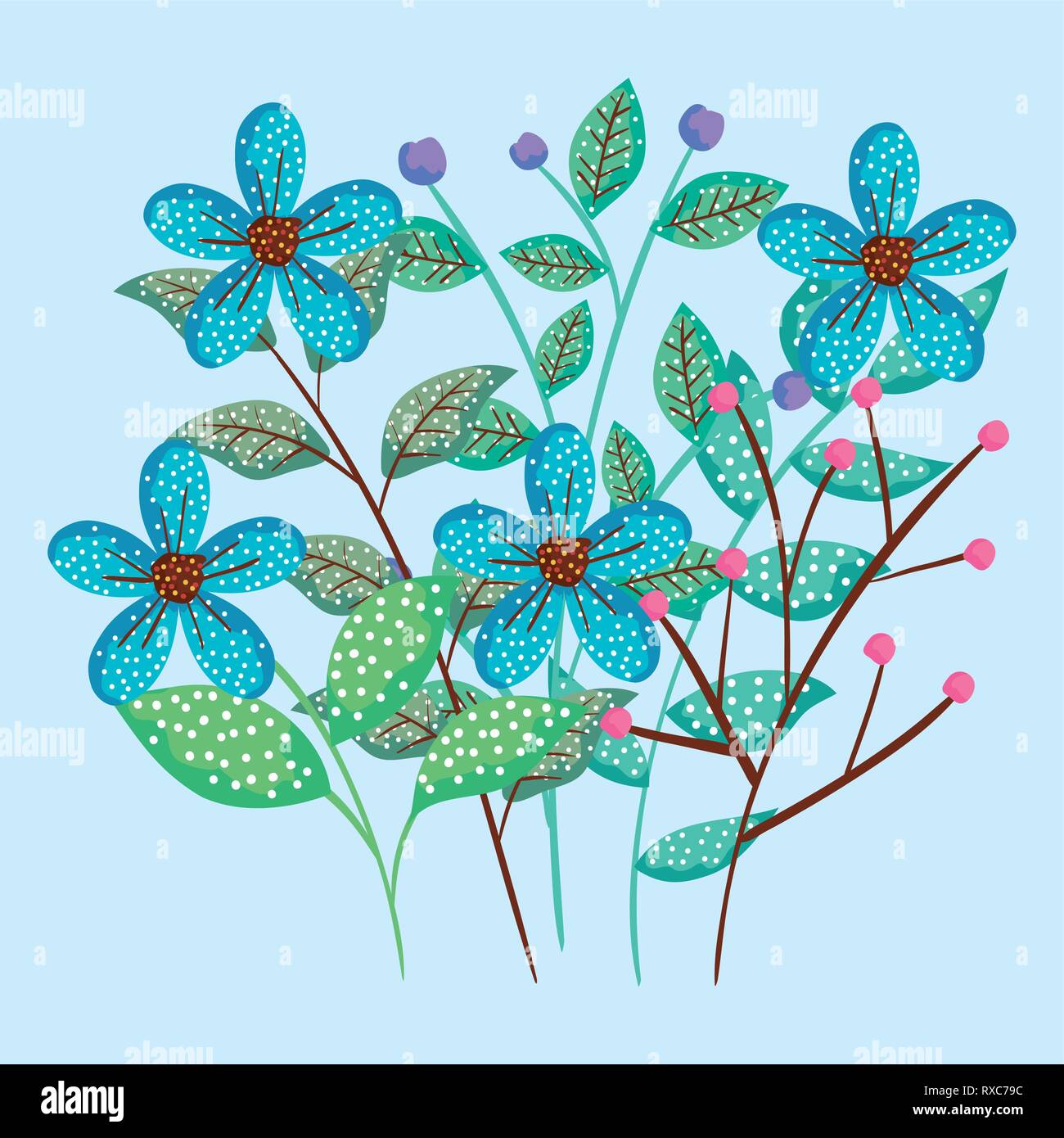 tropical flowers plants with leaves style Stock Vector Image & Art - Alamy