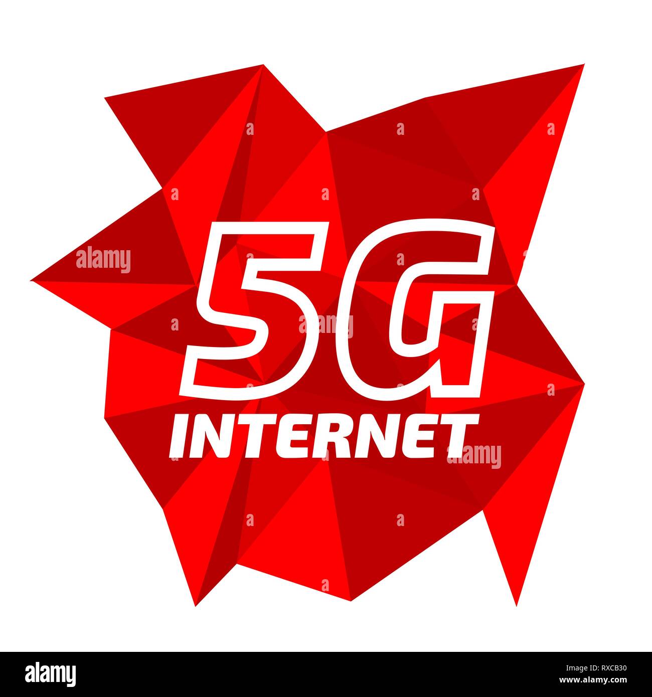 5g internet banner on the red low poly background Stock Vector