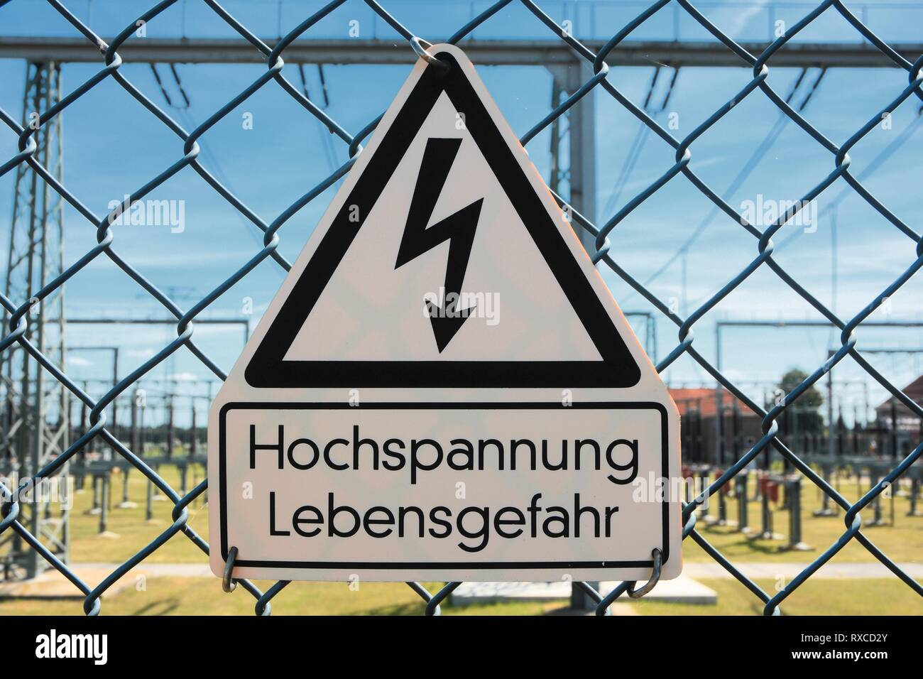 High voltage, danger to life Stock Photo