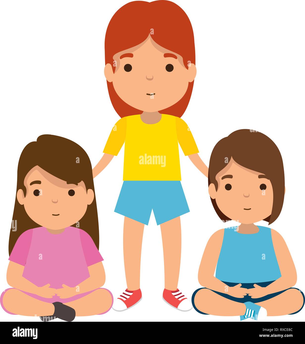 mother with daughters characters Stock Vector