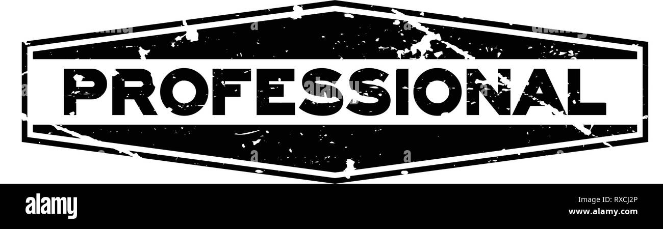Grunge black professional word hexagon rubber seal stamp on white ...