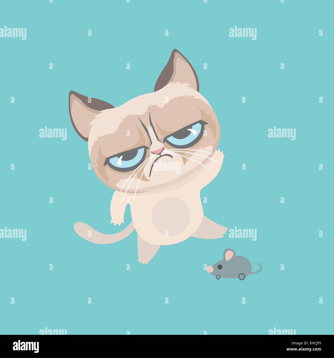 Angry grumpy cat emoji face Royalty Free Vector Image