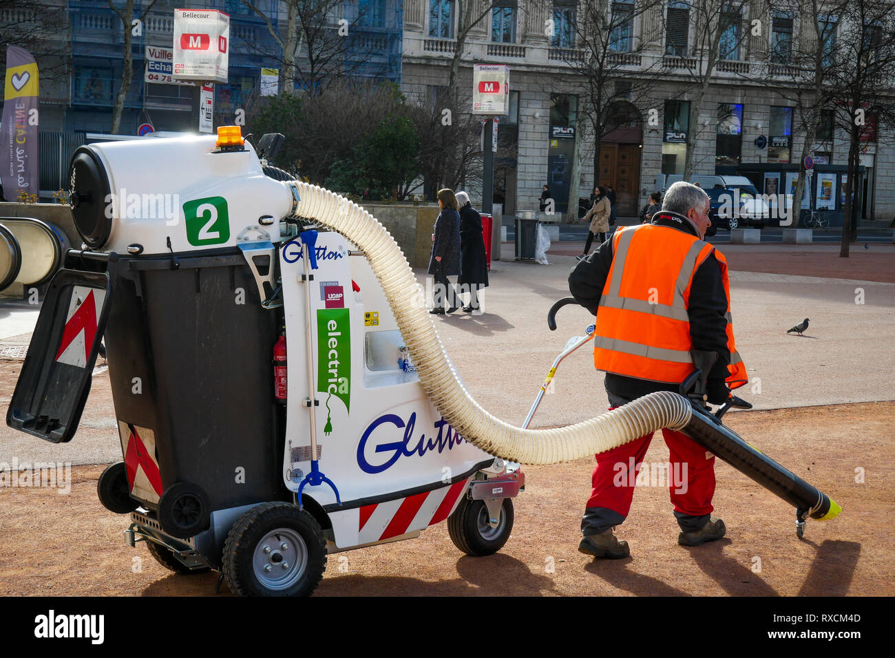 Street cleaning, Lyon, France Stock Photo Alamy