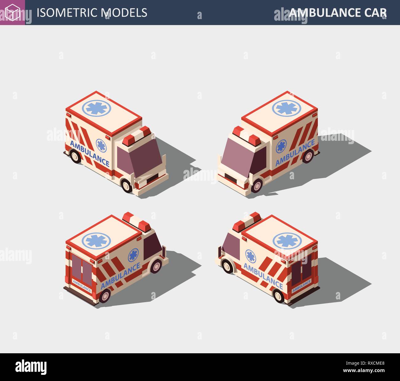 Ambulance Car or Emergency Medical Service. Isometric Vector ...