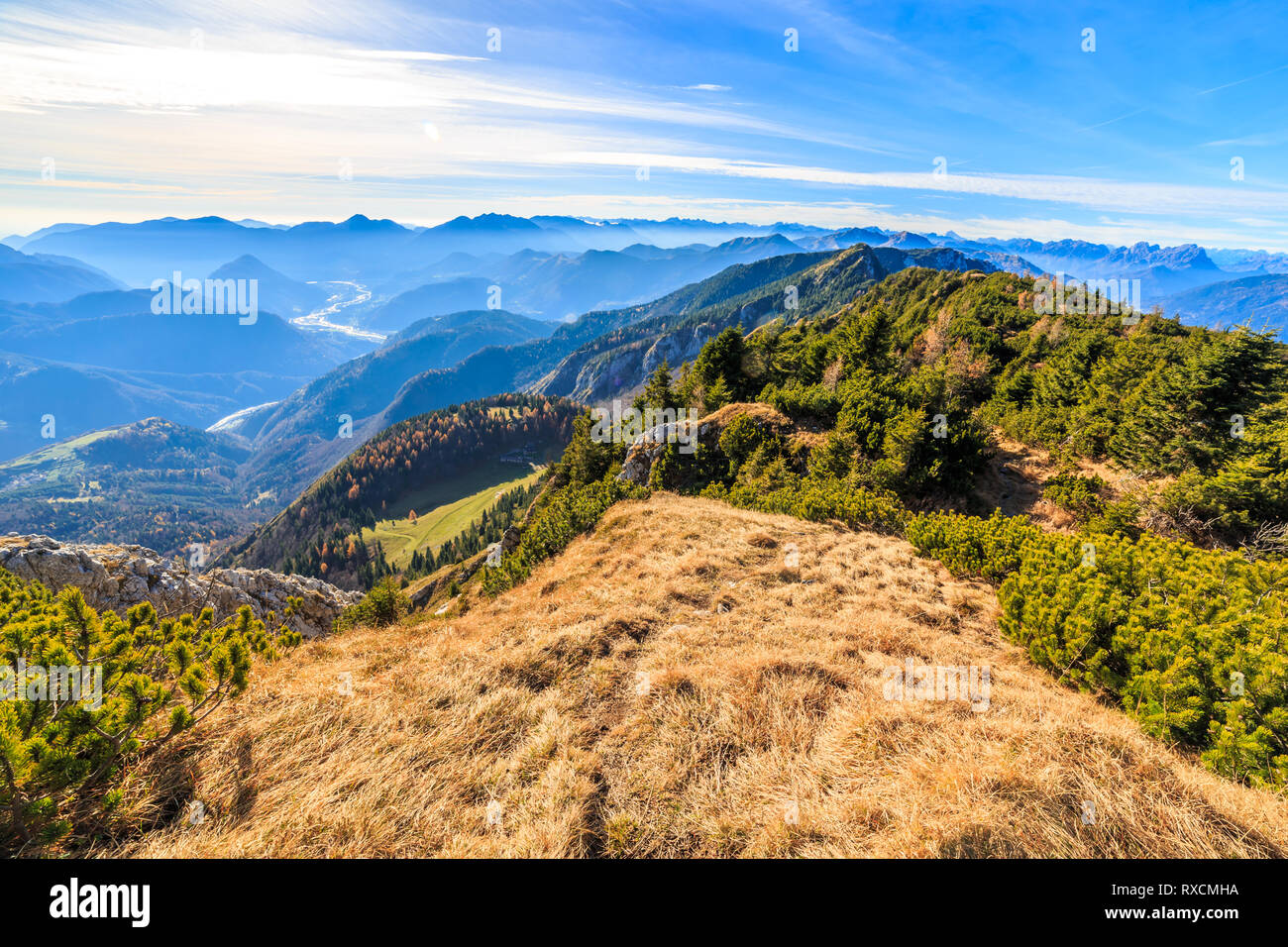 Sunny day in the carnic alps during a colorful autumn Stock Photo - Alamy