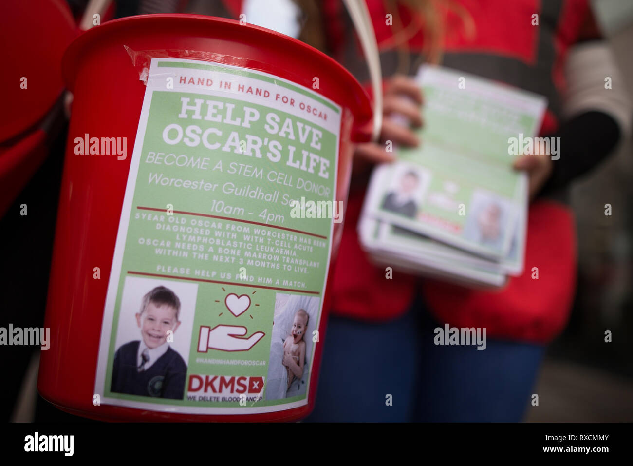 An Informational Note On A Donation Bucket Is Seen As Members Of The Public Try To Find Oscar Saxelby Lee Five A Stem Cell Donor After A Record Number Of People Turned Out