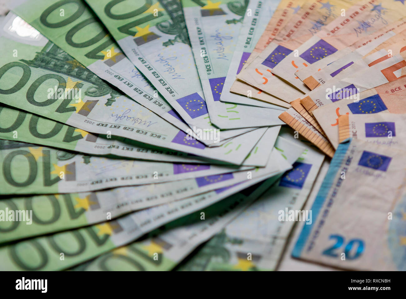 Euro currency money cash money, used euro bills Stock Photo Alamy