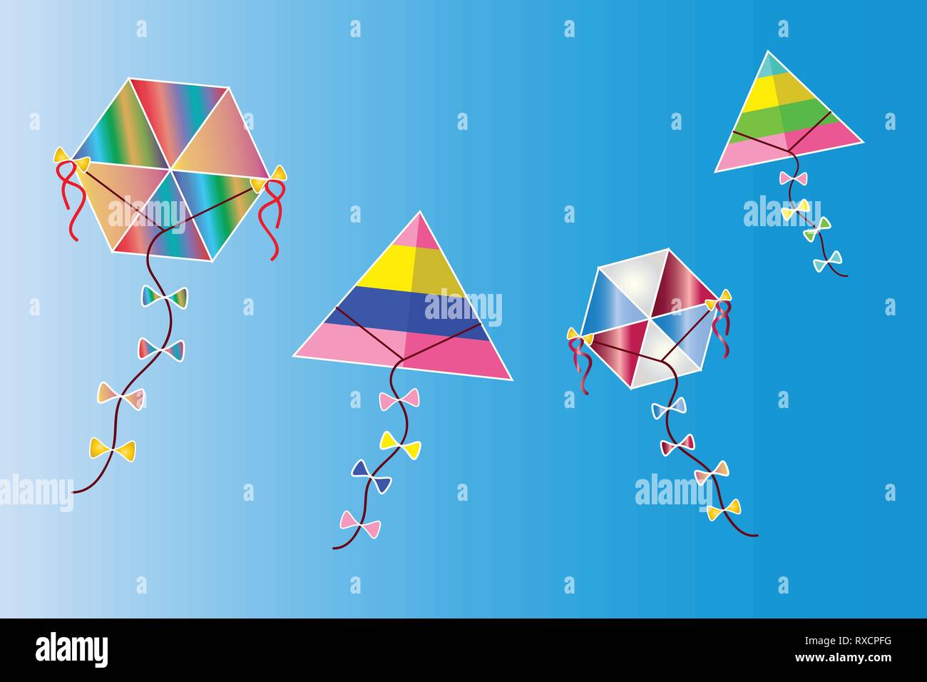 colorful kites vector on the sky traditional greek Clean Monday kites