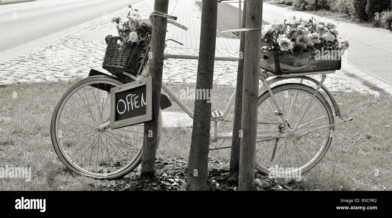 Advertising for a flower shop on the roadside Stock Photo