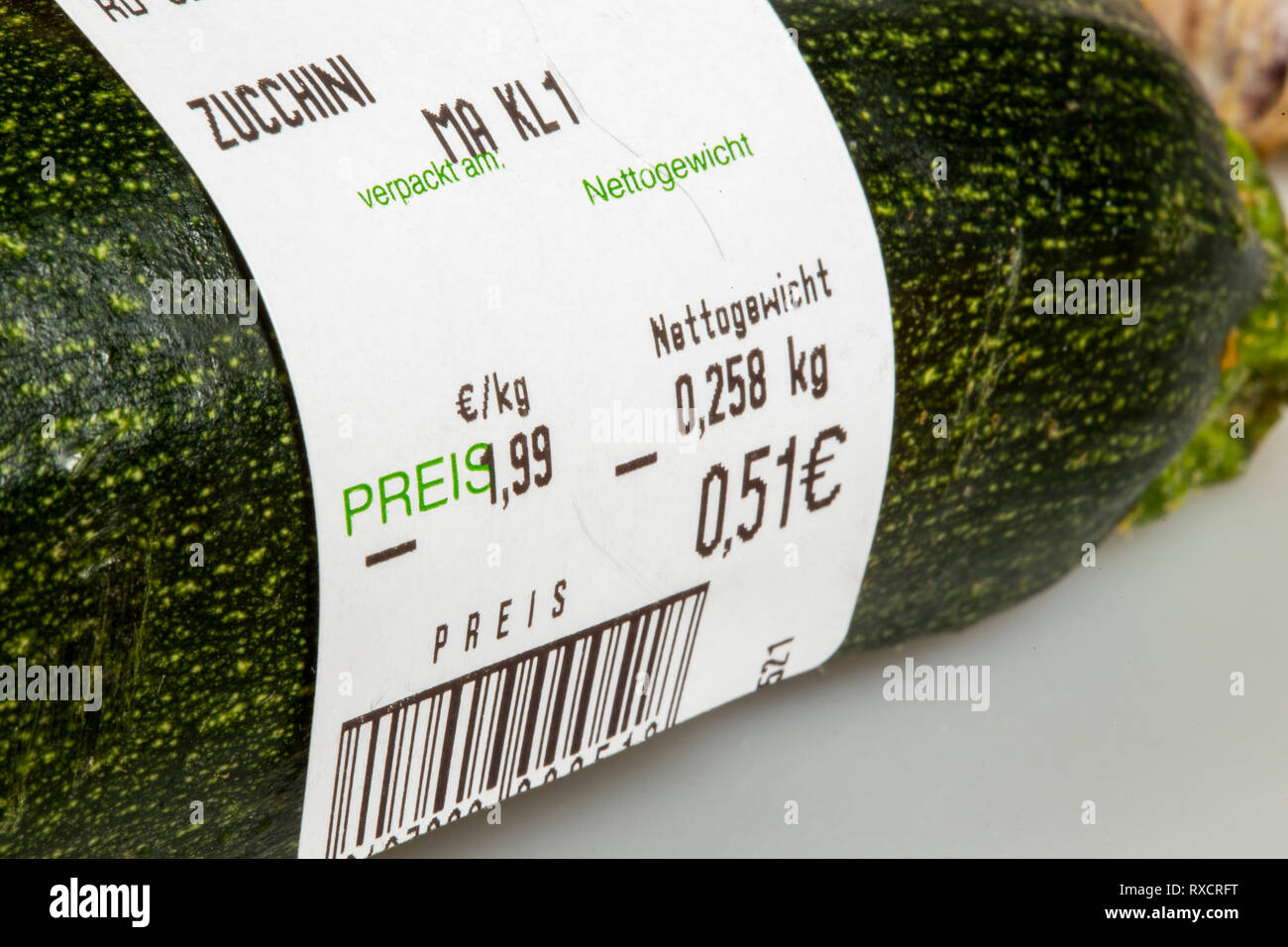 Vegetables with price tag, without individual packaging, supermarket from the vegetable counter, Stock Photo