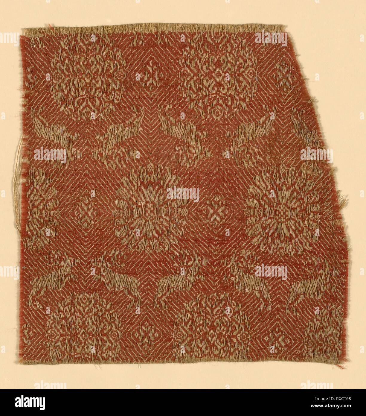 Fragment. Europe. Date: 1601-1700. Dimensions: 19.5 × 18.9 cm (7 3/4 × 7 1/2 in.). Linen and wool, weft-float faced point twill weave self-patterned by main warp floats. Origin: Europe. Museum: The Chicago Art Institute. Stock Photo
