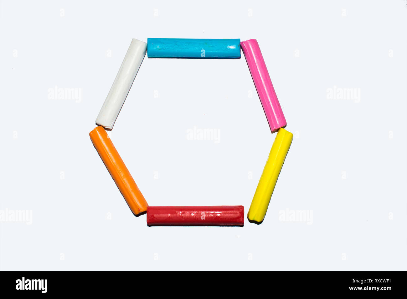 Octagon shaped from a clay sticks , shapes on a white background Stock Photo