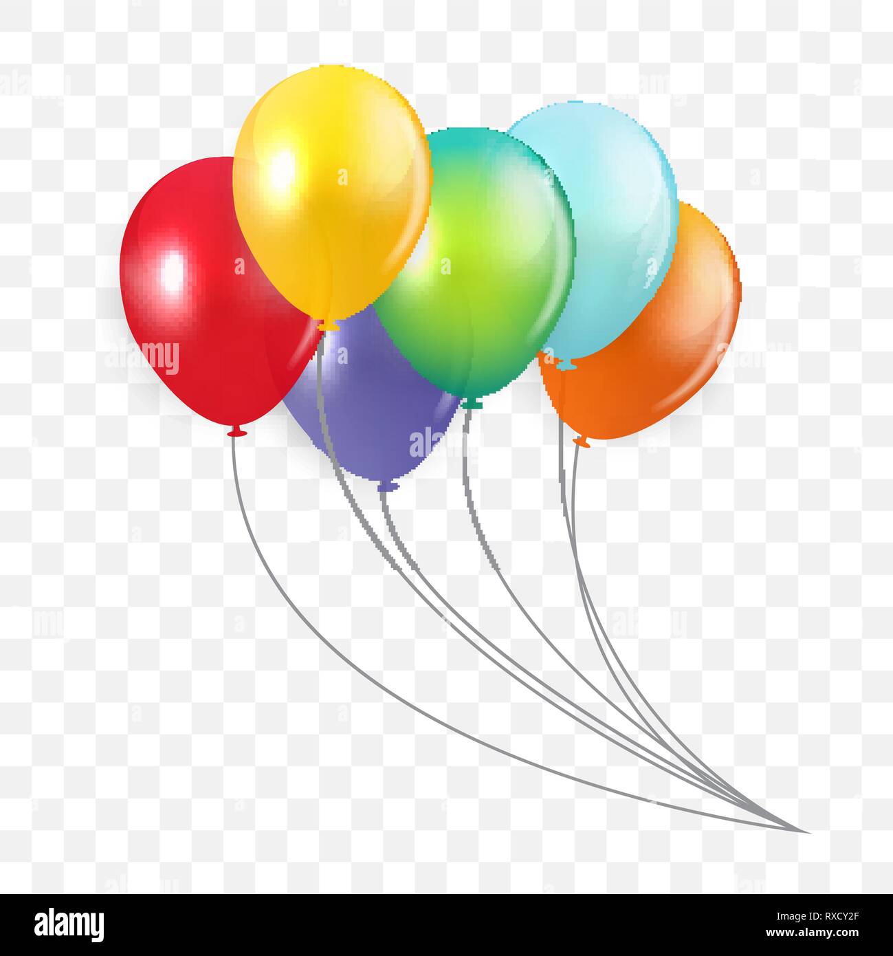 Glossy Happy Birthday Concept with Balloons isolated on transparent  background. Vector Illustration EPS10 Stock Vector Image & Art - Alamy